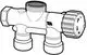 Hydraulisches Regelventil von IMI Hydronic Engineering mit unterem Einpunktanschluss und einstellbarem Durchfluss, ausgestattet mit Skala für die Durchflussregelung.